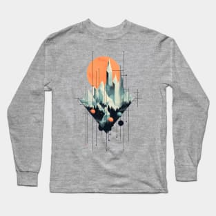 Geometric crystal city - Surreal artwork Long Sleeve T-Shirt